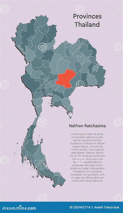 Asia Country Thailand Map and Nakhon Ratchasima Stock Vector - Illustration of modern, outline ...