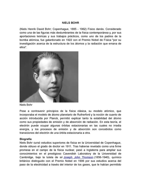 Niels BOHR - biografia - NIELS BOHR (Niels Henrik David Bohr ...