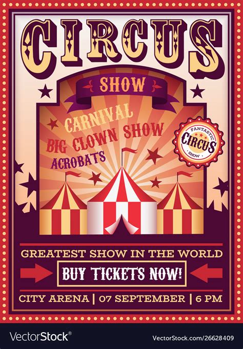 Circus poster traveling with tent carnival Vector Image