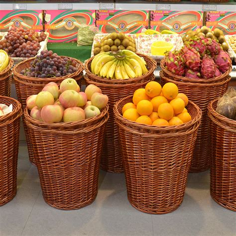 [USD 26.20] Supermarket fruit basket rattan arrangement display basket ...