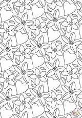 Hearts And Flowers Pattern coloring Page  Free Printable Coloring Pages sketch template