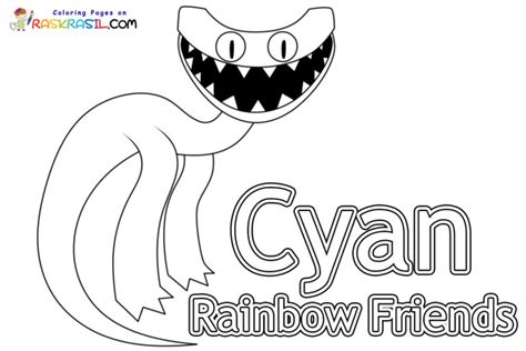 Cyan Rainbow Friends 2 Coloring Pages