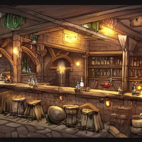 a typical d&d tavern, concept art | Stable Diffusion