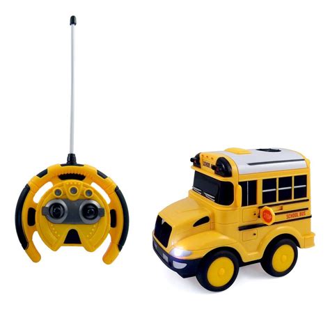 JoyAbit School Bus Toy For Kids With Steering Wheel Remote Control ...