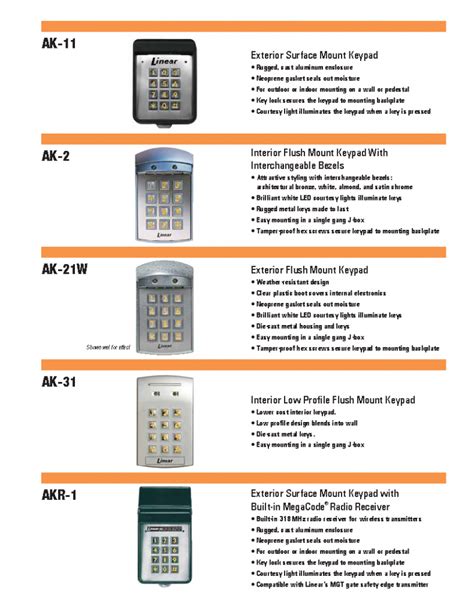 Linear Access Control Keypads - Southeast Access Technologies