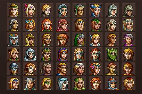 Elf Avatar Icons Pixel Art Download - CraftPix.net