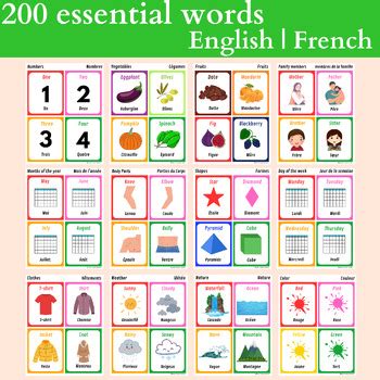 Bilingual English | French Vocabulary Flashcards by New Creative Teacher