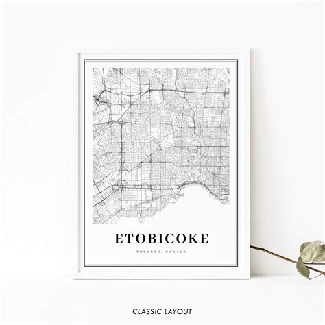 Etobicoke Toronto Map Print Ontario ON Canada Map Art Poster | Etsy