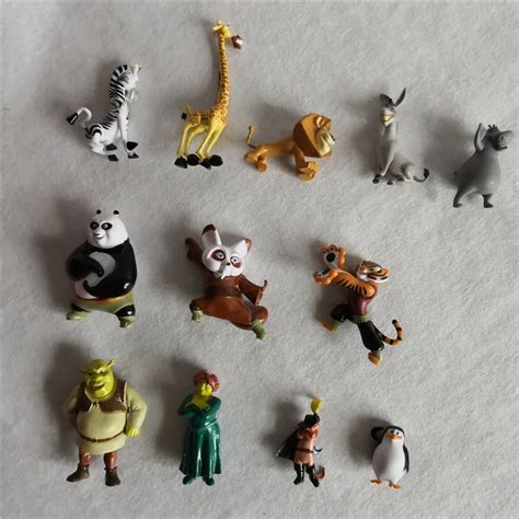 Disney 12pcs/set Kung fu panda shrek Madagascar Toys PVC Action Figures ...