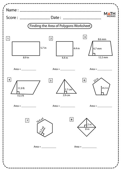 Area Of Polygon With Side Worksheets