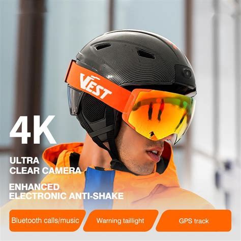 4K High-Definition Anti Shake High Definition Bluetooth Noise Reduction Call Ski Helmet Camera ...