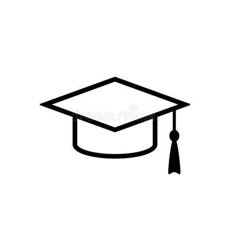 Grad cap outline icon. Clipart image isolated on white background ...