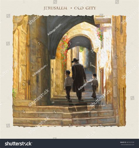 Jerusalem Old City Street Oil Painting Stock Illustration 467427638 ...