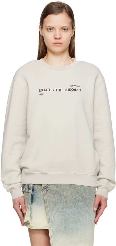 Off-White: Gray 'Exactly The Opposite' Sweatshirt | SSENSE