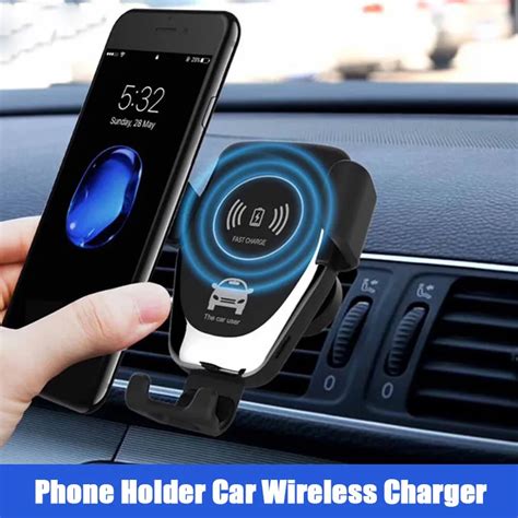 10W Fast Car Wireless Charger Air Conditioning Vent Clips Phone Holder Automatic Induction Qi ...