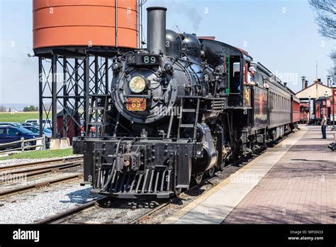 Strasburg, PA, USA - April 14, 2018: A steam locomotive from the ...