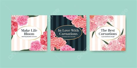 Watercolorstyle Carnation Flower Banner Template Wedding Banner Leaf ...