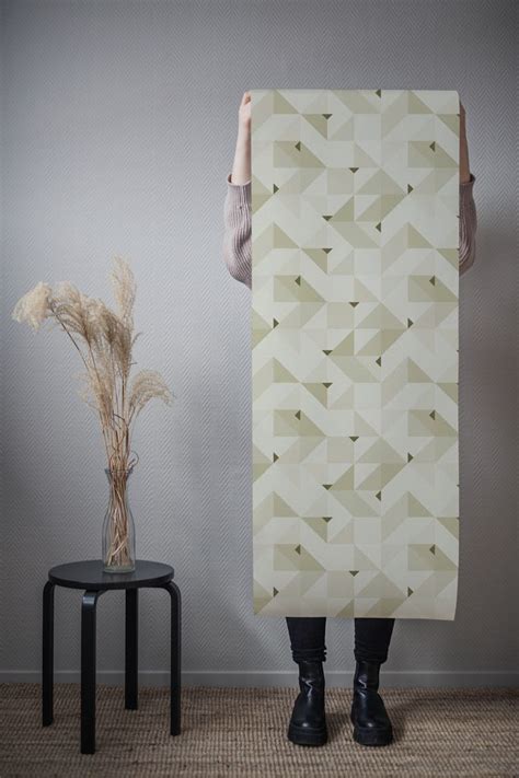 Sage Green Geometric Wallpaper | Happywall