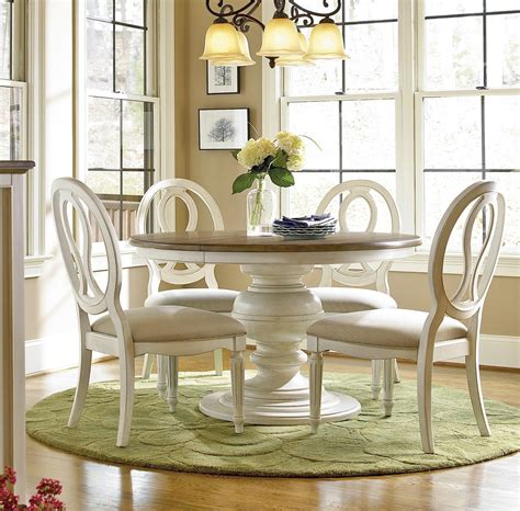 Country-Chic 5 Piece Round White Dining Table Set | Zin Home