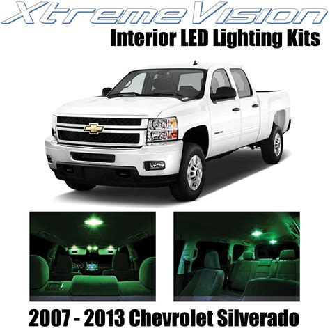 XtremeVision Interior LED for Chevy Silverado 2007-2013 12 pcs Green Interior LED Kit ...