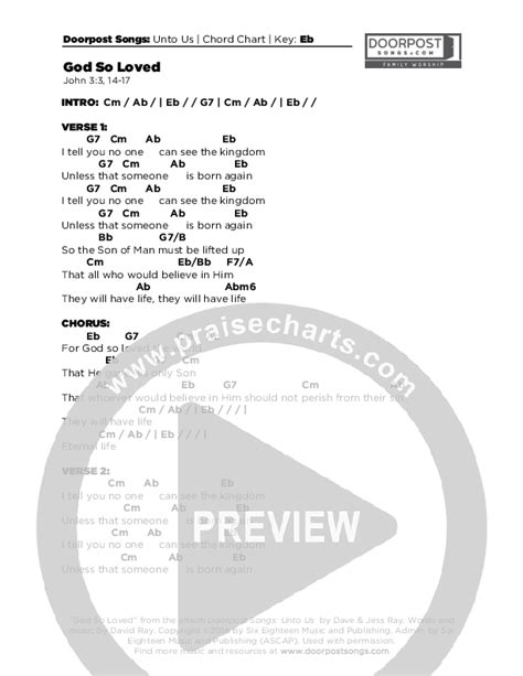 God So Loved Chords PDF (Doorpost Songs / Dave and Jess Ray) - PraiseCharts