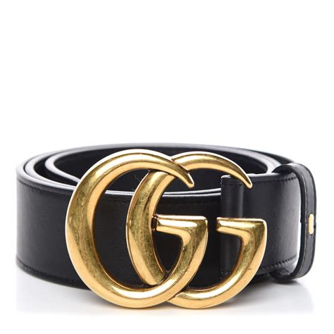 GUCCI Calfskin Double G Belt 80 32 Black 378730