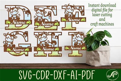 Cow Monogram Letter Bundle Name SignsSVG Graphic by apinspireddesigns ...