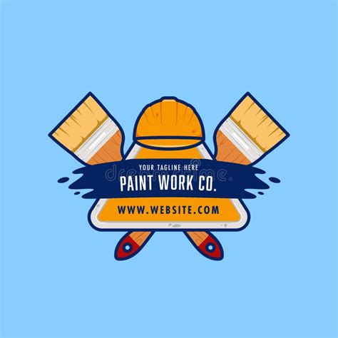 Paint Work Painting Company Logo Badge Emblem with Painting Brush Illustration Stock Vector ...