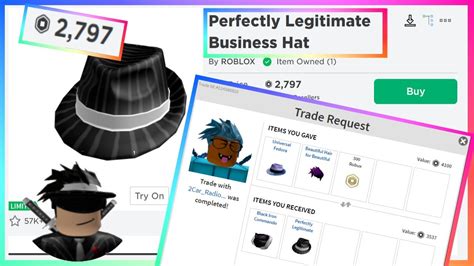 Getting Perfectly Legitimate Business Hat || Roblox Trading Series #2 ...