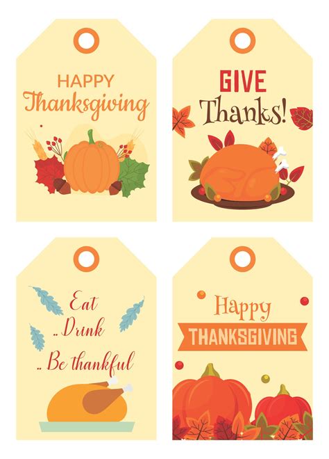 Thanksgiving Tags - 12 Free PDF Printables | Printablee