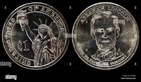 1 Dollar coin, president Abraham Lincoln, USA, 2010 Stock Photo - Alamy