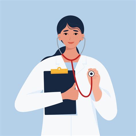 Female doctor with stethoscope. Vector illustration in flat style 2254872 Vector Art at Vecteezy