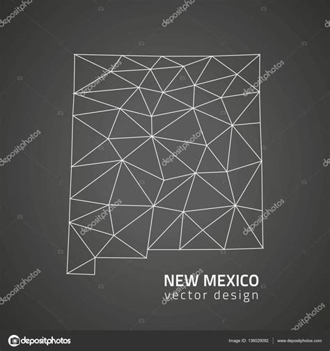 New Mexico vector black outline polygonal triangle map Stock Vector ...