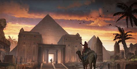 Ancient Egypt Pyramids and Camel at Sunset Hand Painted Oil Paintings ...