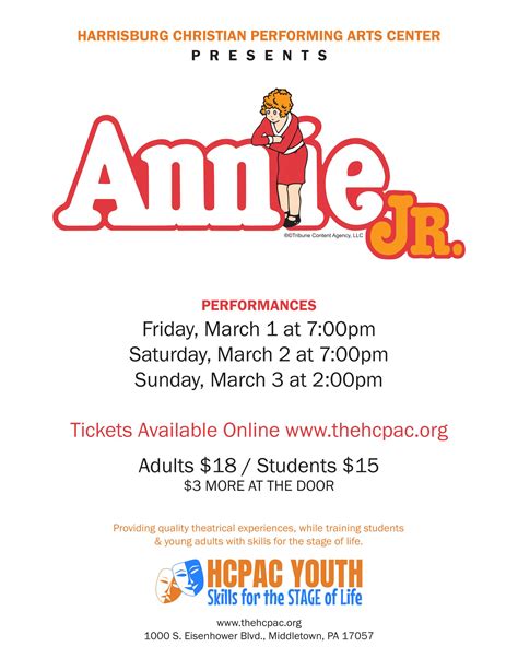 Annie Jr. Callboard – The Harrisburg Christian Performing Arts Center