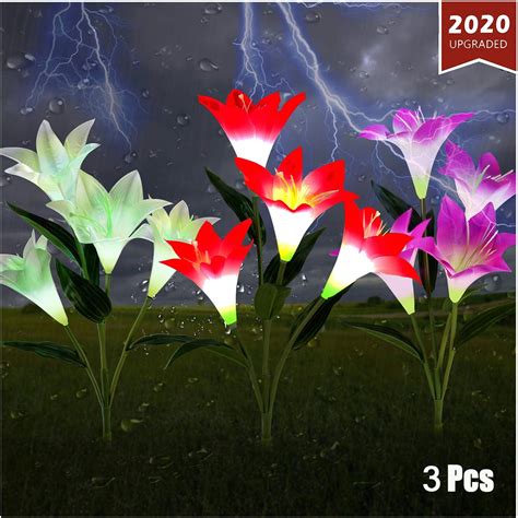 Outdoor Solar Garden Stake Lights,New Upgraded LED Solar Powered Light, Multi-Color Auto ...