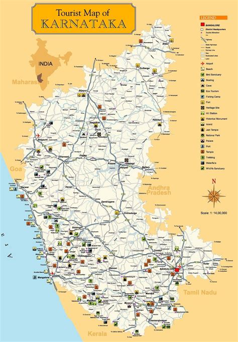 Karnataka Tourist Places Map with Distance, A Comprehensive Guide to Touring Karnataka's Top ...