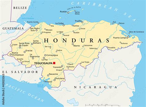 Honduras Political Map With Capital Tegucigalpa National Borders And | Images and Photos finder