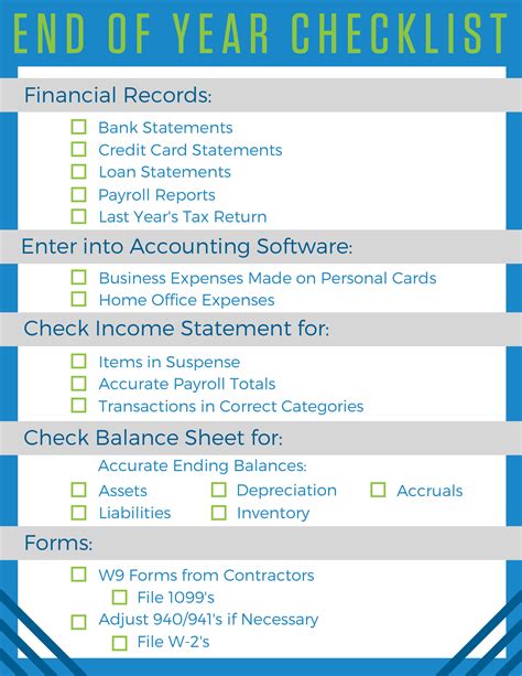 Year-end Accounting Checklist Template