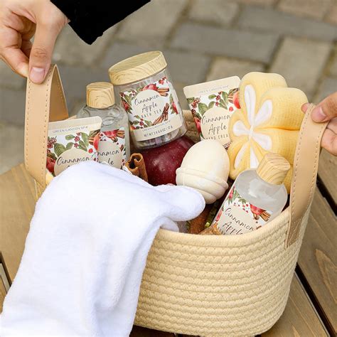 Spa Gift Baskets For Women 11Pcs Cinnamon Apple Bath And Body Gift Sets ...