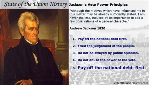 State of the Union History: 1830 Andrew Jackson - Veto Power Principles