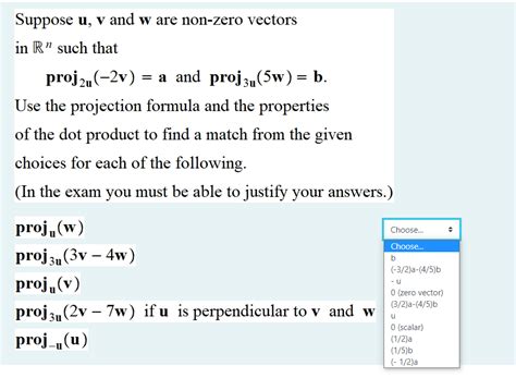 Solved Math linear algebra projection question please show | Chegg.com