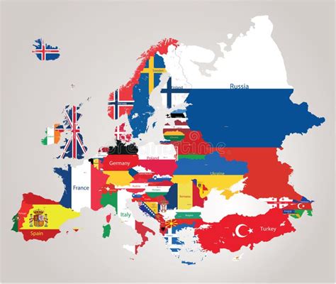 Europe Map Cominated With Flags Stock Vector - Image: 45918523