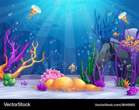 Underwater world cartoon Royalty Free Vector Image