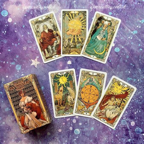 Golden Art Nouveau Tarot Cards : Una baraja de 78 cartas guía | Etsy