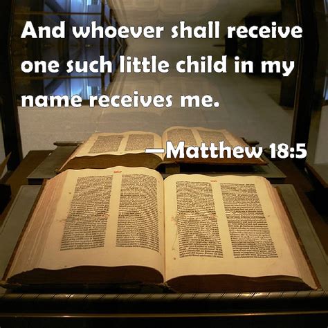 Matthew 18:5 And whoever shall receive one such little child in my name receives me.