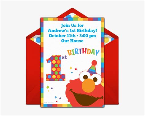 Elmo's 1st Birthday Online Invitation PNG Image | Transparent PNG Free Download on SeekPNG