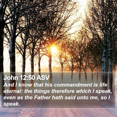 John 12:50 ASV - And I know that his commandment is life eternal: