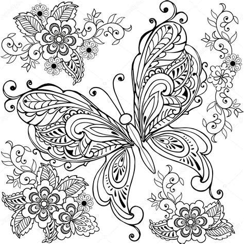 Flores Con Mariposas Para Colorear – dibujos de colorear