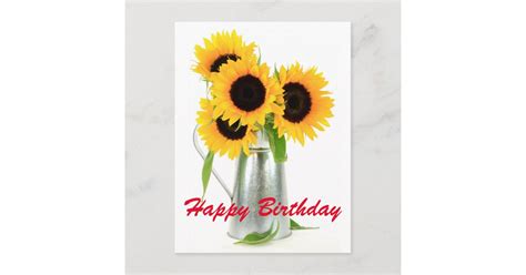 Happy Birthday Sunflowers Bouquet Postcard | Zazzle